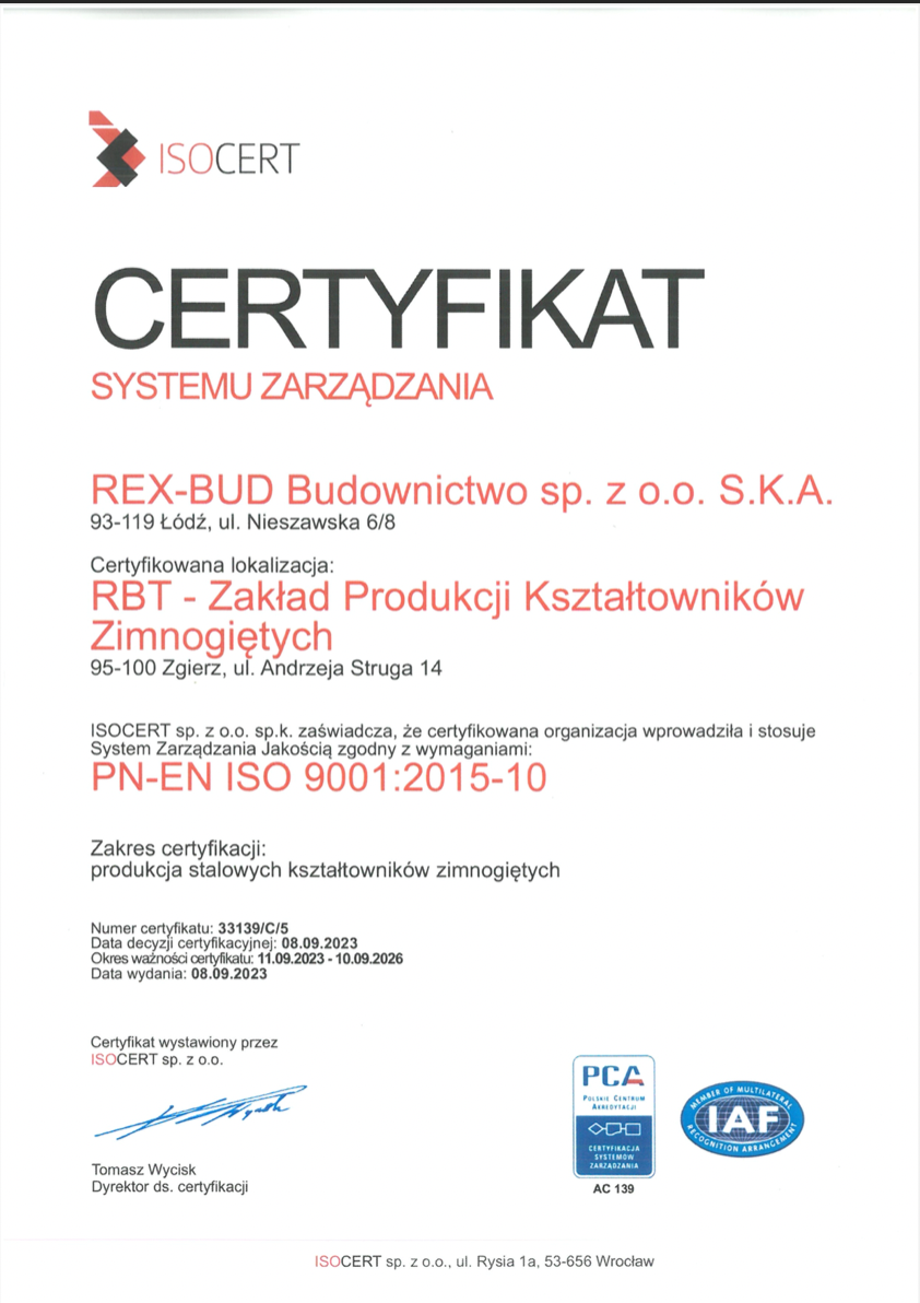 Certyfikat ISO 9001