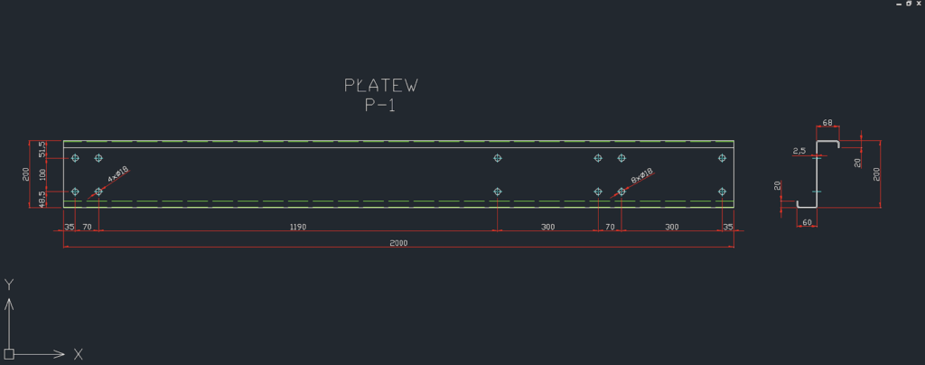 Profil typu Z CAD Projekt