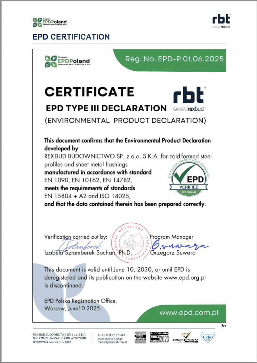 Certyfikat EPD